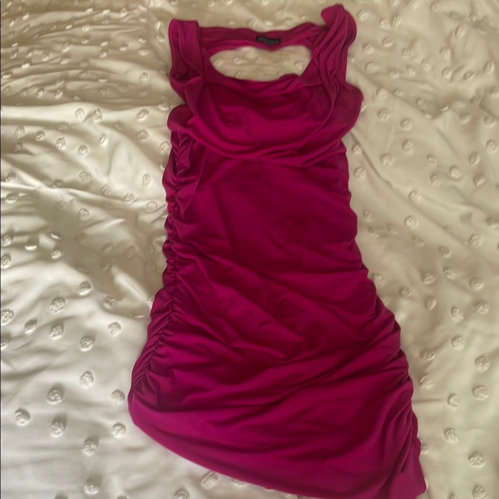 Moda International Pink Ruched Halter Bodycon Dress